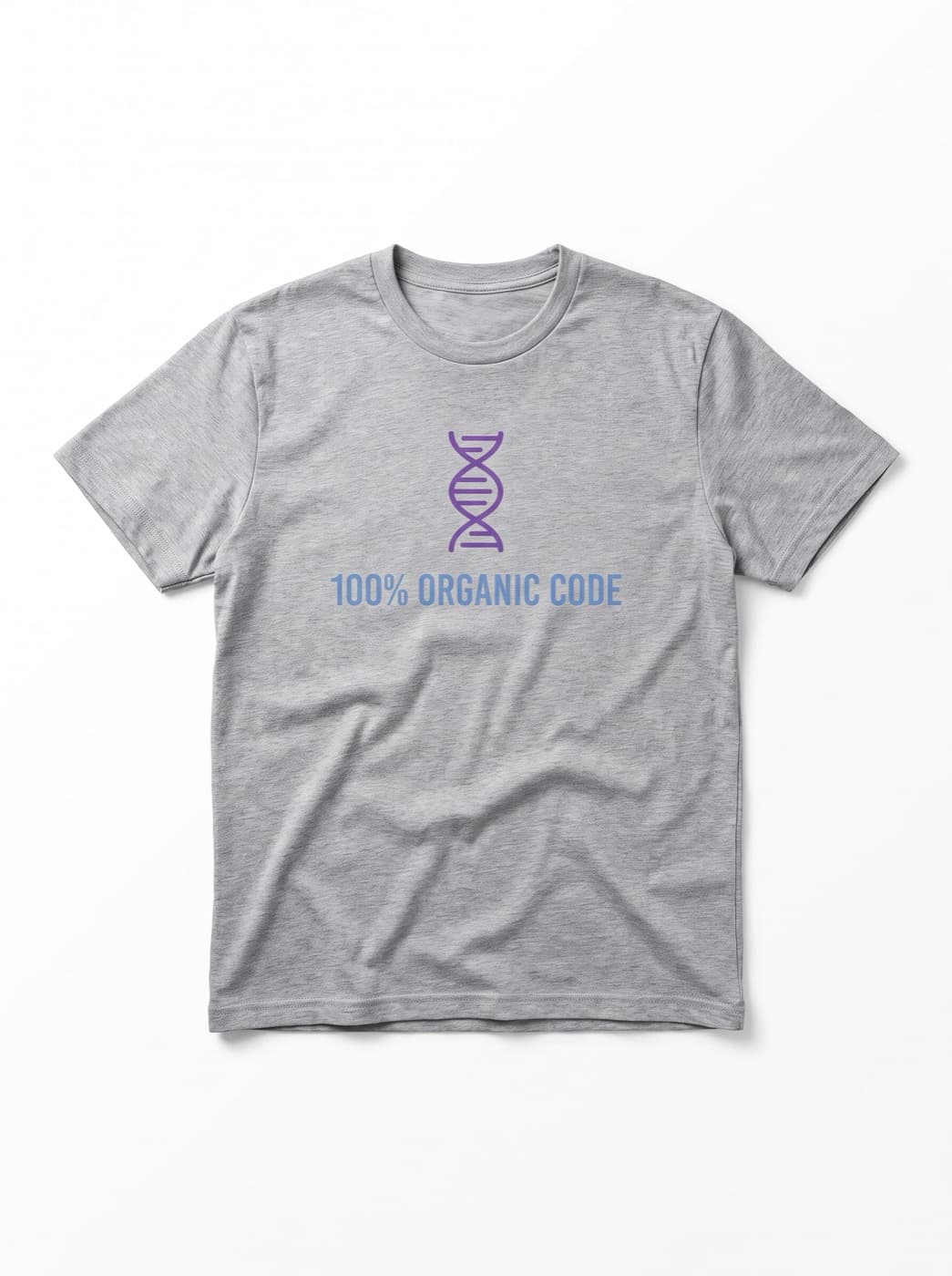 100% Organic Code tee in Heather Grey, printed with 100% ORGANIC CODE